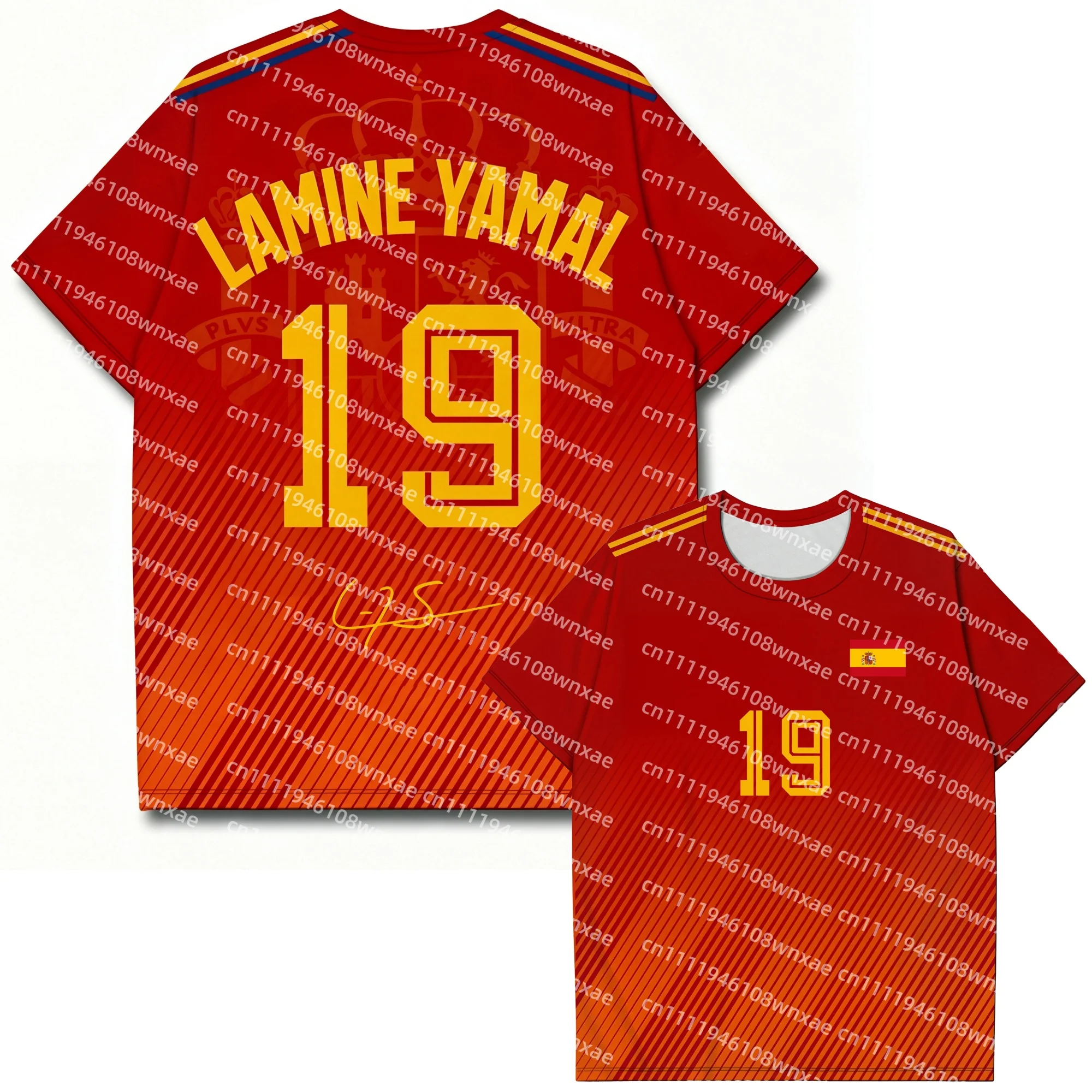Explosions Spain NO.19 Fußball Schnelltrocknendes T-Shirt Alle Größen Kurzarm O-Ausschnitt Fußball Yamal Fans Cheer Jersey – Detail 5