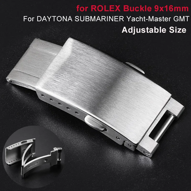 9mm×16mm Luxury Solid Stainless Steel Watch Buckle for Rolex DAYTONA SUBMARINER Yacht-Master GMT Metal Folding Watch Accessories