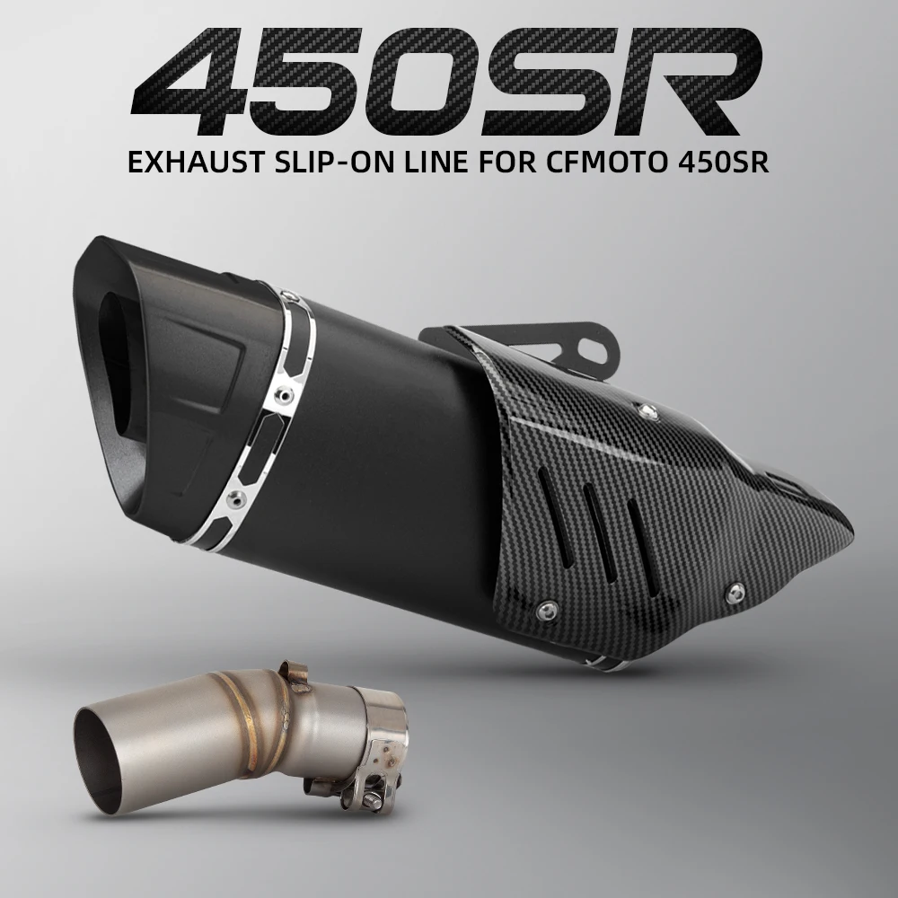 

Motorcycle Exhaust Stainless Adapter Middle Pipe Connect Muffler Slip On Line For CFMOTO 450SR 450SS 450 SR SS 2022-2025