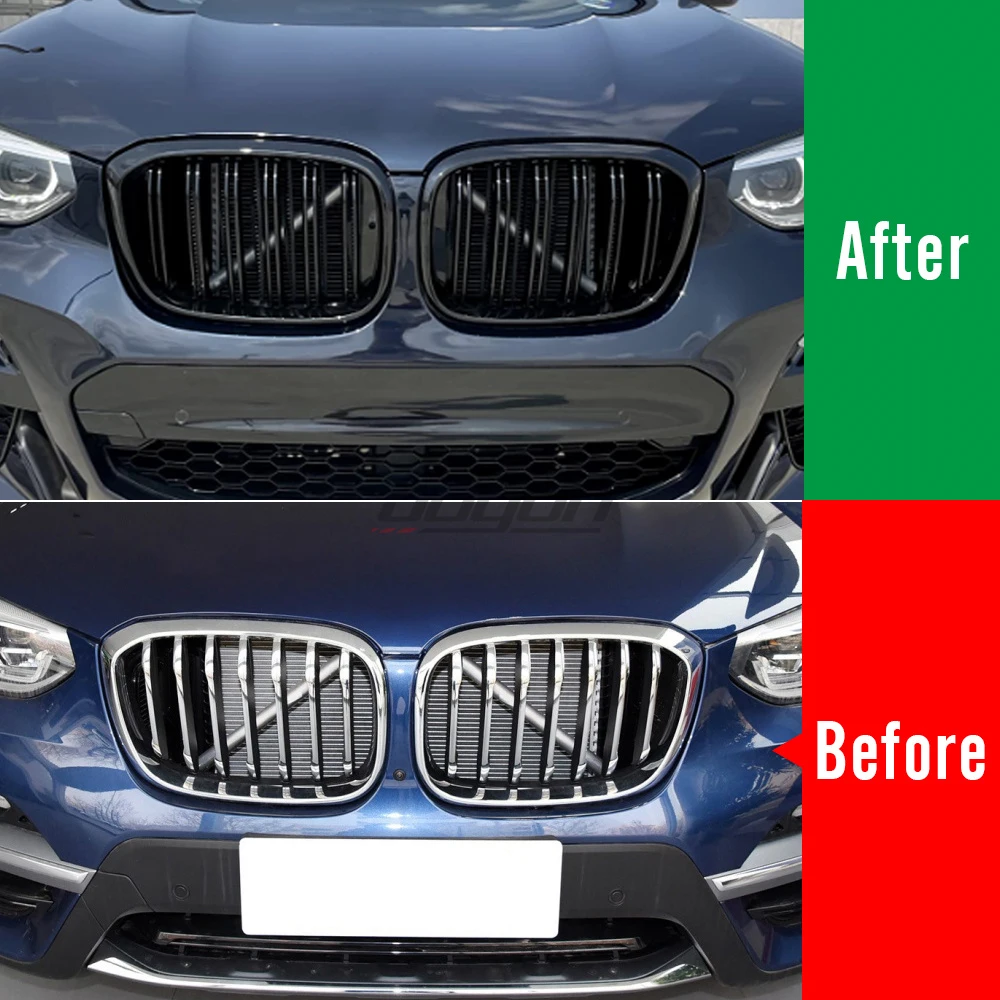 Exterior Upgrade For BMW X3 X4 G01 G02 xDrive 30i M40iX X Line Sport Glossy Black Front Kidney Grille Double Slat Racing Grill