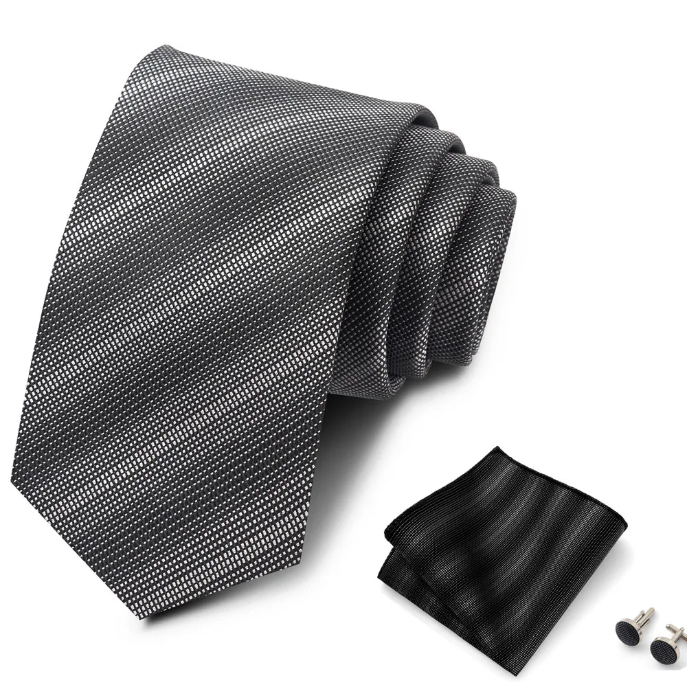 Hochwertiges 8-cm-Krawatten-Einstecktuch-Set für Herren, schwarz, blau gestreift, Hochzeitsgeschenk, Krawatte, Anzug-Accessoires, passend für den Arbeitsplatz – Detail 26