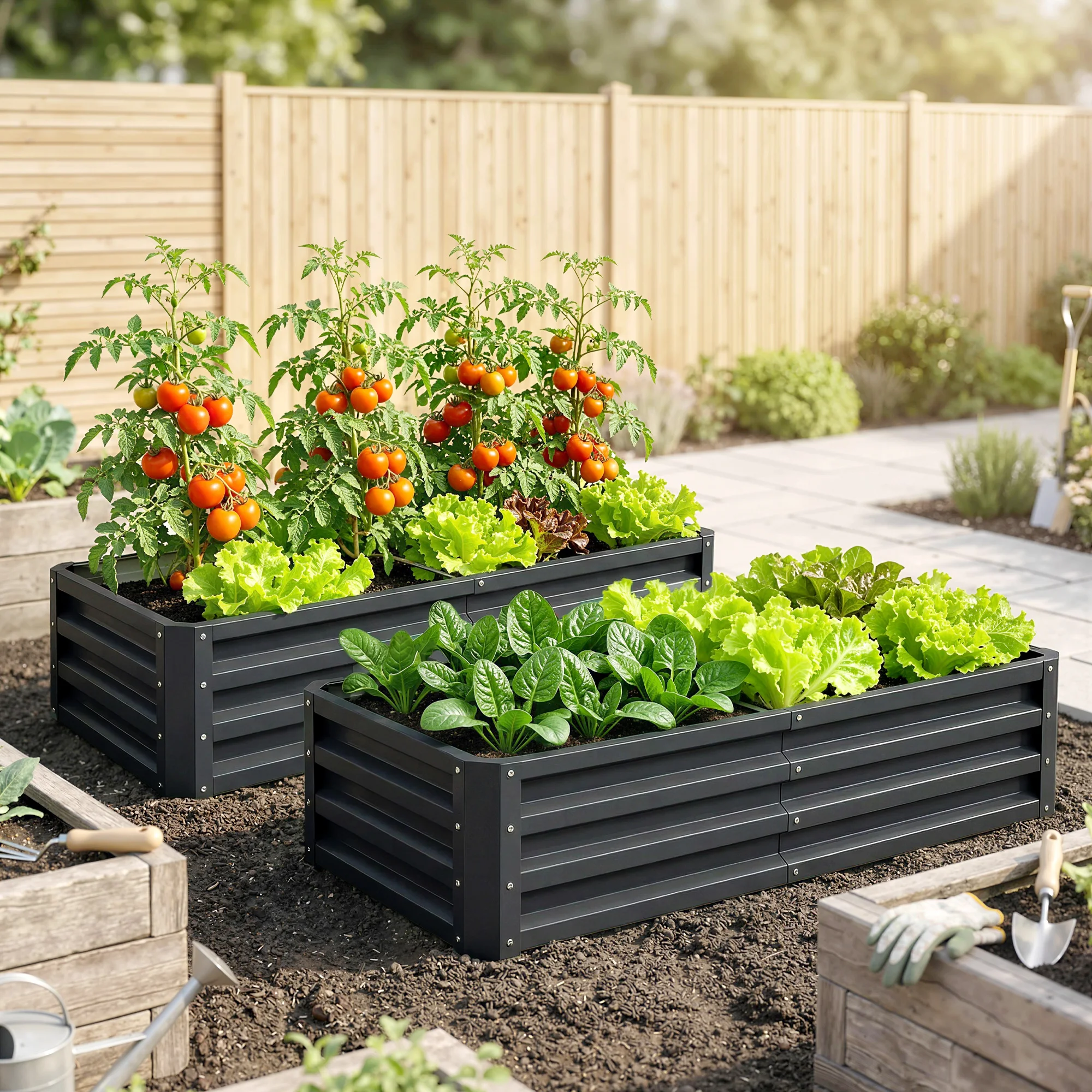 Galvanized Raised Garden Bed, 4' x 2' x 1' Metal Planter Box, for Growing Vegetables, Flowers, Herbs, Succulents, Gray