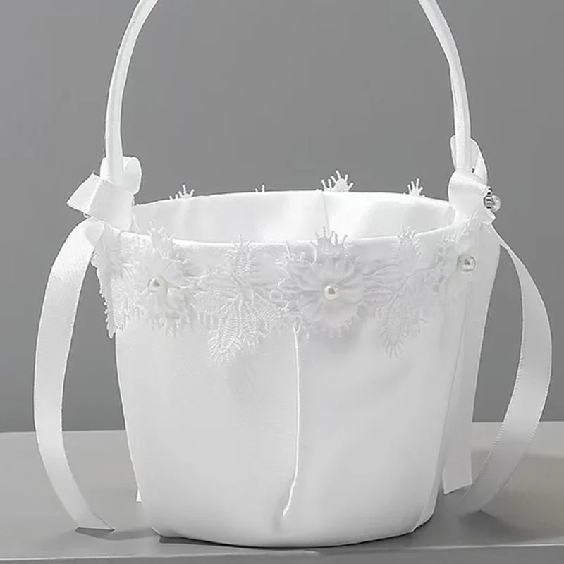 Cesta de flores romántica para novia, cesta de flores de boda occidental, cesta de flores dispersa para niños, suministros de boda