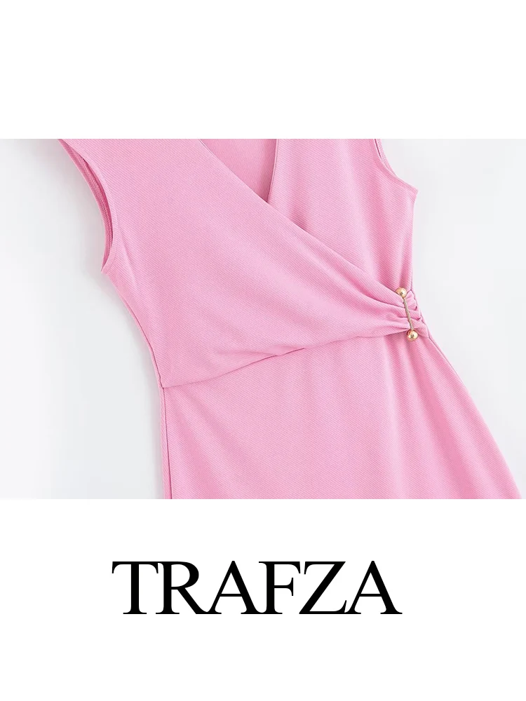 HH Women's Summer Fashion Solid Pin V-neck Sleeveless Midi Dress Female Simple Beach Party Casual Slim 4-Color Long Dresses