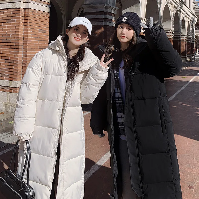Women's Couples Long Cotton Coat Extra Long Celebrity Same Style Cotton Coat Warm Comfortable Fashionable Winter Coat Women