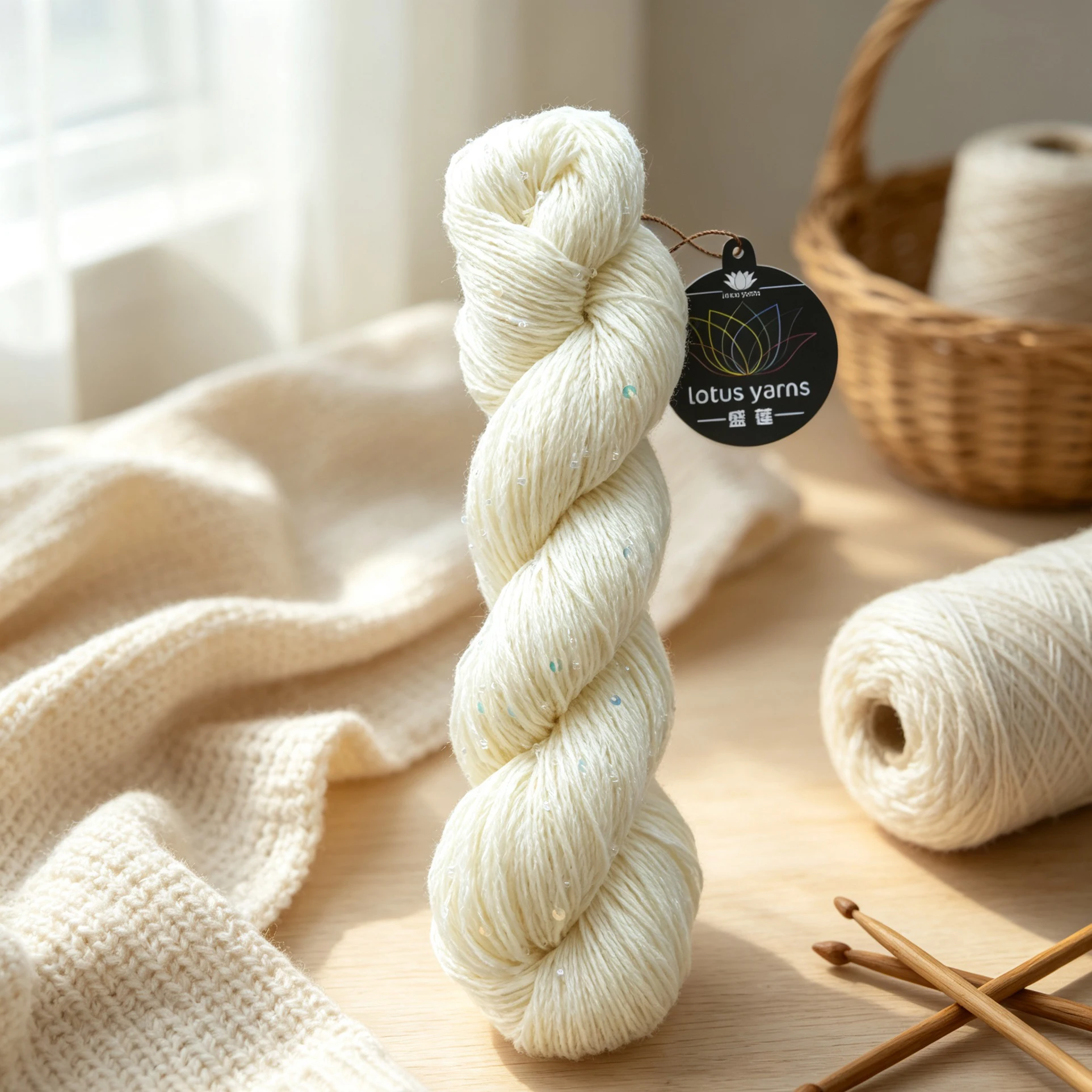 1 piece 300mtrs/100g Merino Bead Sequin Yarn