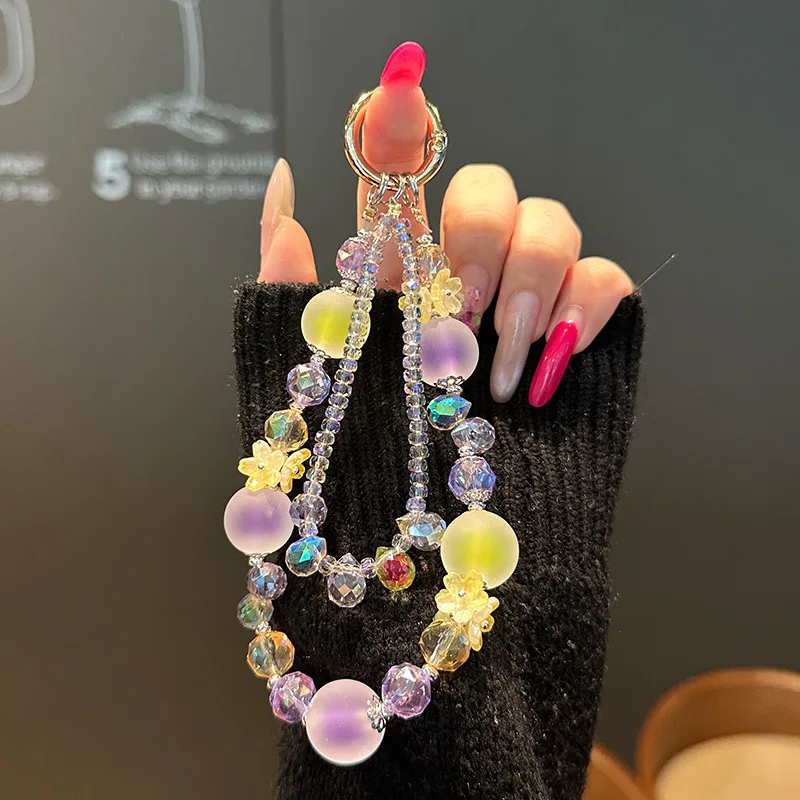 

Новая модная радужная цепочка для телефона с бусинами конфетных цветов, защитная от падения, портативная, для багажа и ключей, подвеска