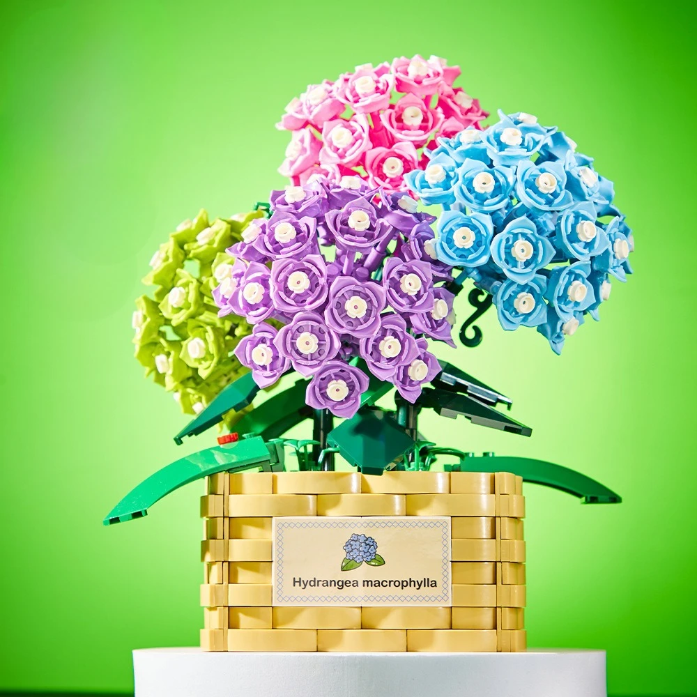 

Foam Manor Hydrangea Basket Small Particle Building Blocks DIY Assembly Ornament Girls Holiday Gift
