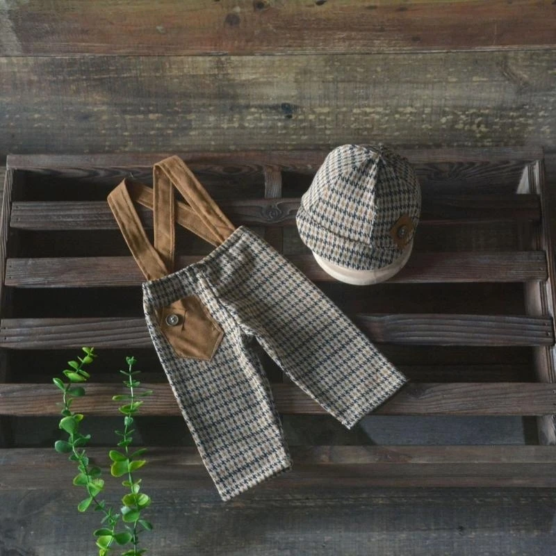 

Детские штаны на подтяжках J15U, реквизит для фотосессии для новорожденных, аксессуары, шапка и подходящие брюки