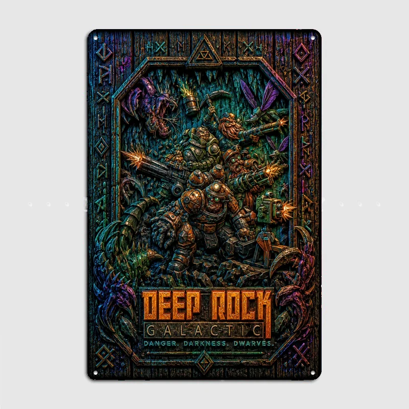 Deep Rock Galactic Dwarven Combat Poster Metal Sign Bedroom Indoor Home Decor Bar Custom Posters Wall Room Decorations