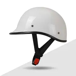 Retro Design Gloss White 1/2 Helmets Half Cap Vintage Shell Open Face Motorcycle Helmet DOT Approved Size XXXL XXXXL