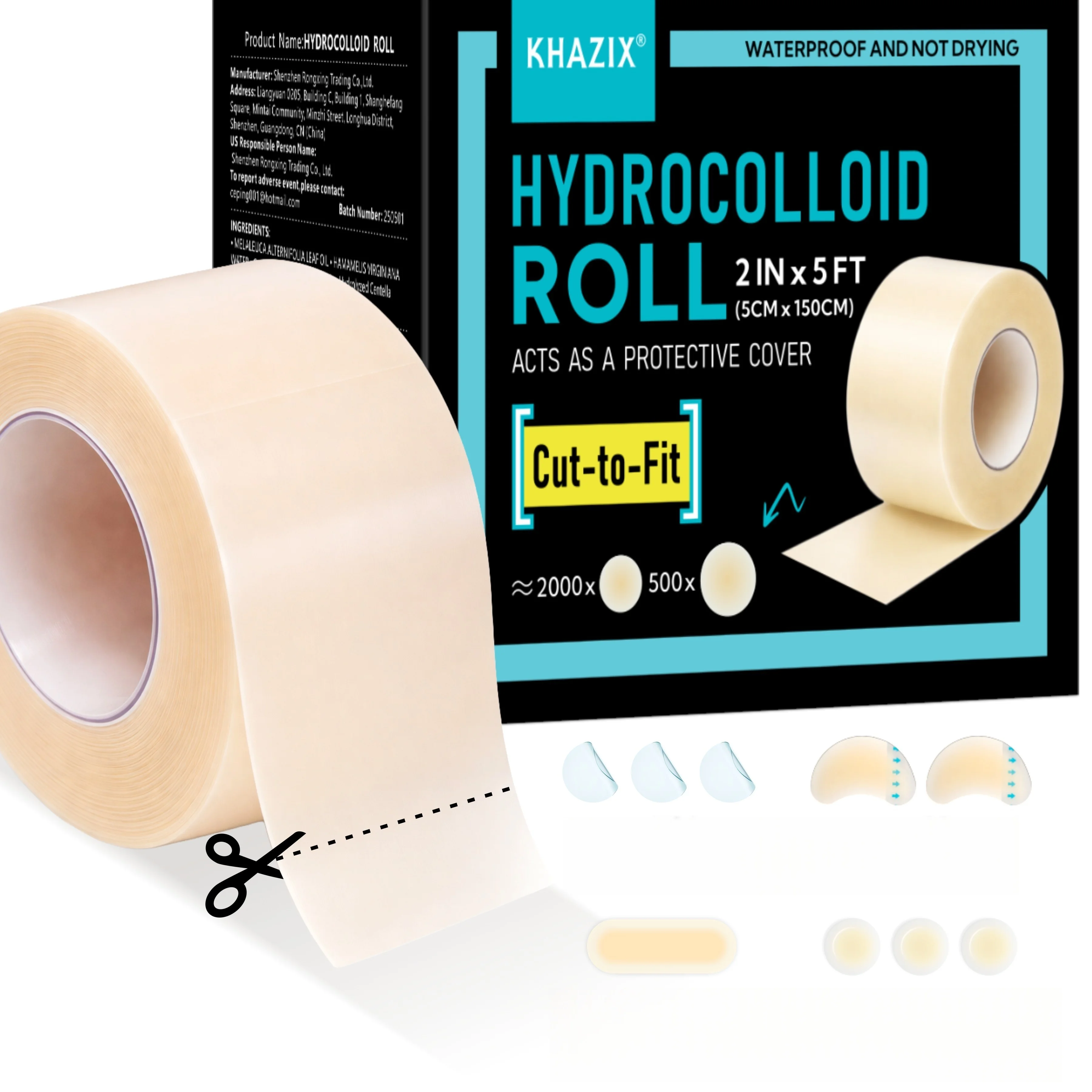 1 volume Pimple Patch Artificial Skin Wound Dressing Freely Cuttable Skin-Friendly Adhesive Keep Wound Clean 1 Roll Value Pack.