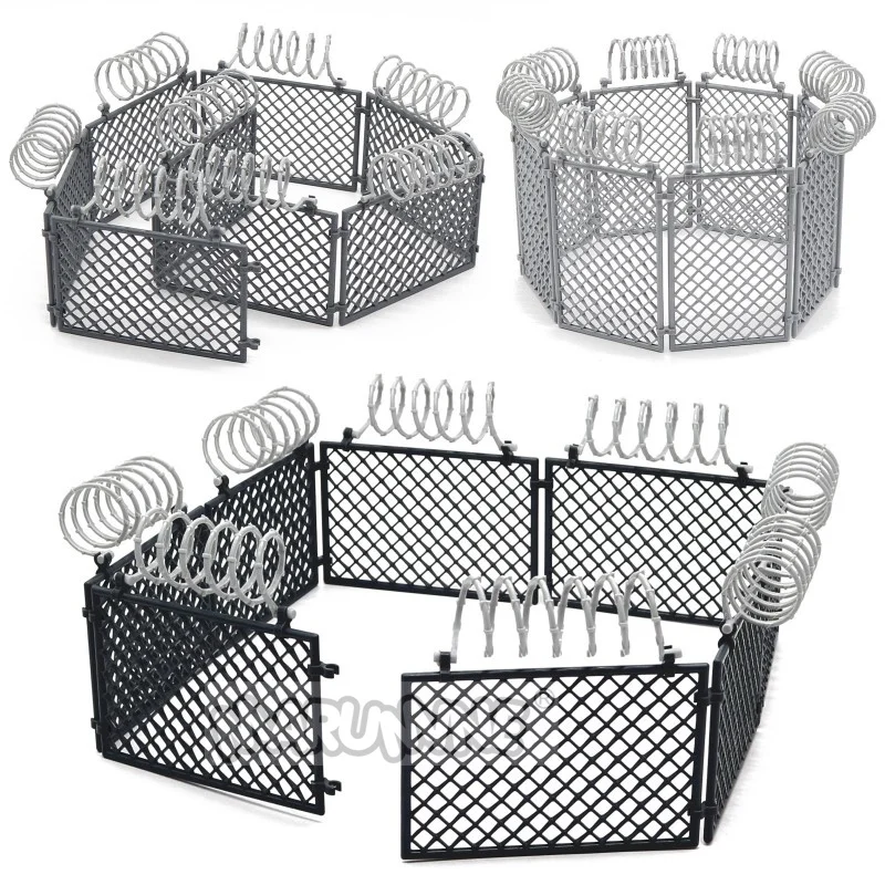 MARUMINE 60 قطعة MOC اللبنات العسكرية Penitentiary مجموعة الشرطة الطوب اكسسوارات واقية صافي شبكة سلكية جدار عزل