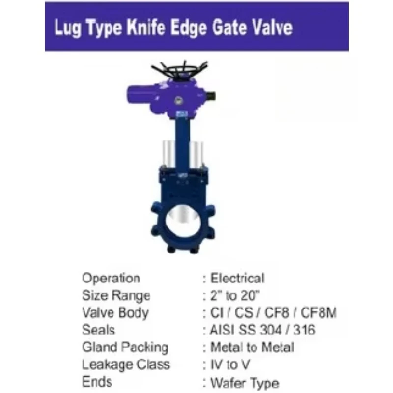صمام بوابة حافة السكين من نوع العروة الكهربائية شديدة التحمل لتطبيقات عزل التدفق الصلب لمياه الصرف الصحي