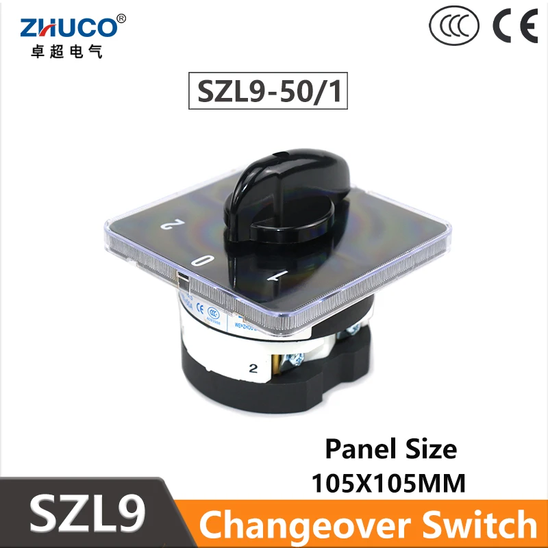 

ZHUCO SZL9- 50/1 50A High Curret 3Position 4 Screws 1P Black Panel Universal Power Knob Selection Changeover Rotary Cam Switch