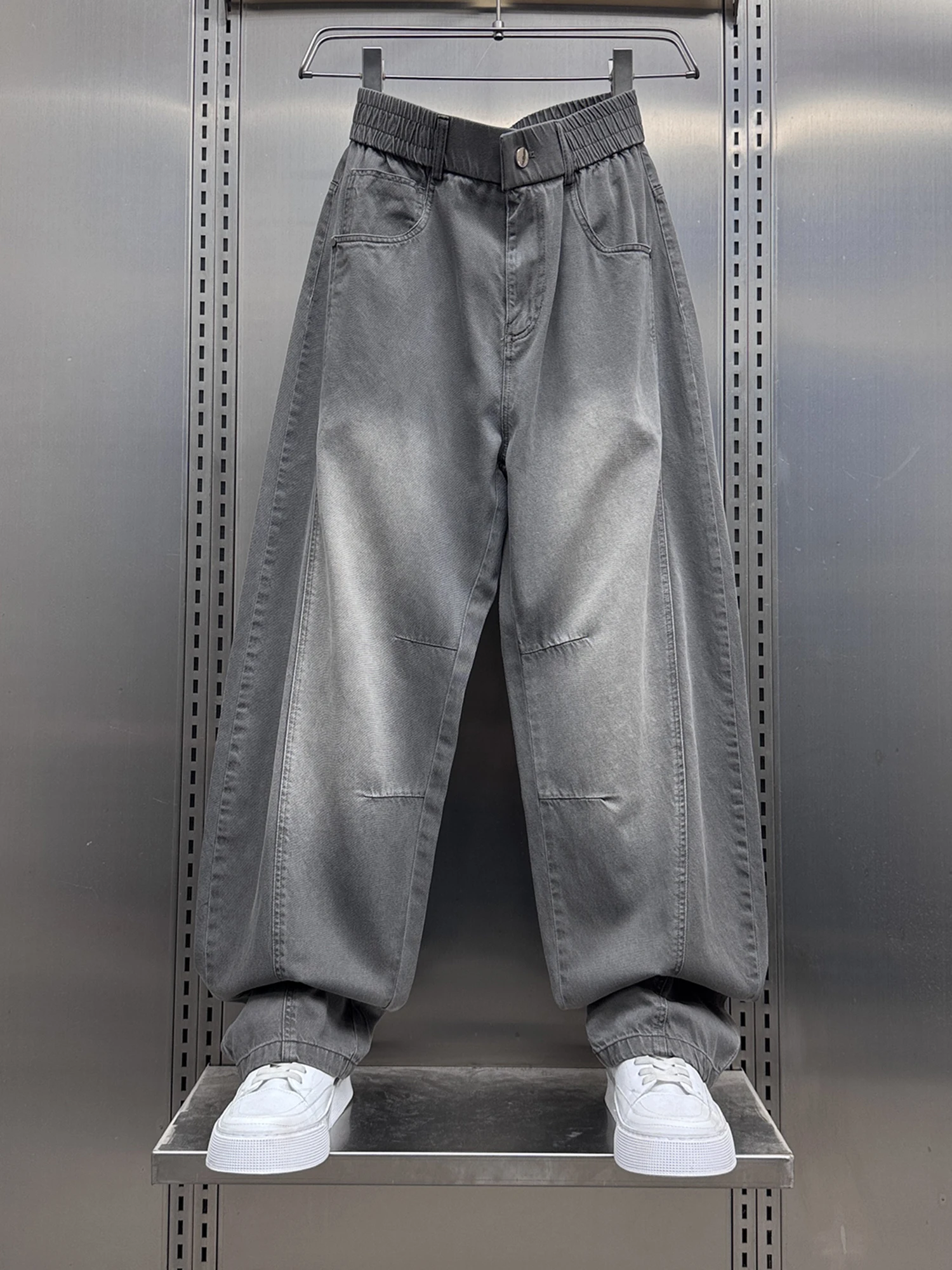 

Spring Summer New Korean Version Luxury adient Lyocell Men's Loose Trendy Straight Leg Knife Pants Casual Trousers