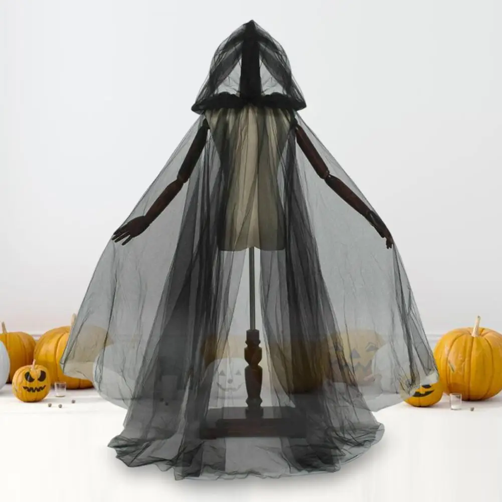 Scialle da sposa nero Mantello cosplay strega Mantello doppio mantello di Halloween Gioco Costume da festa Puntelli Vacanza Vestire