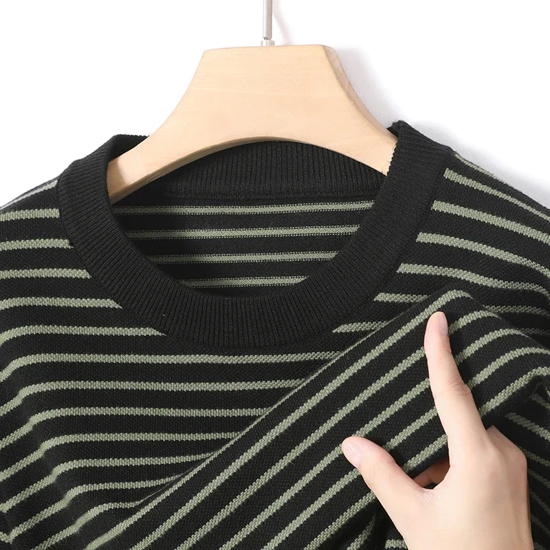 Striped Casual Men's Daily Pullover Sweater for Keeping Warm in Autumn, 2024 High-quality Men's O-neck Sweater. M-4XL