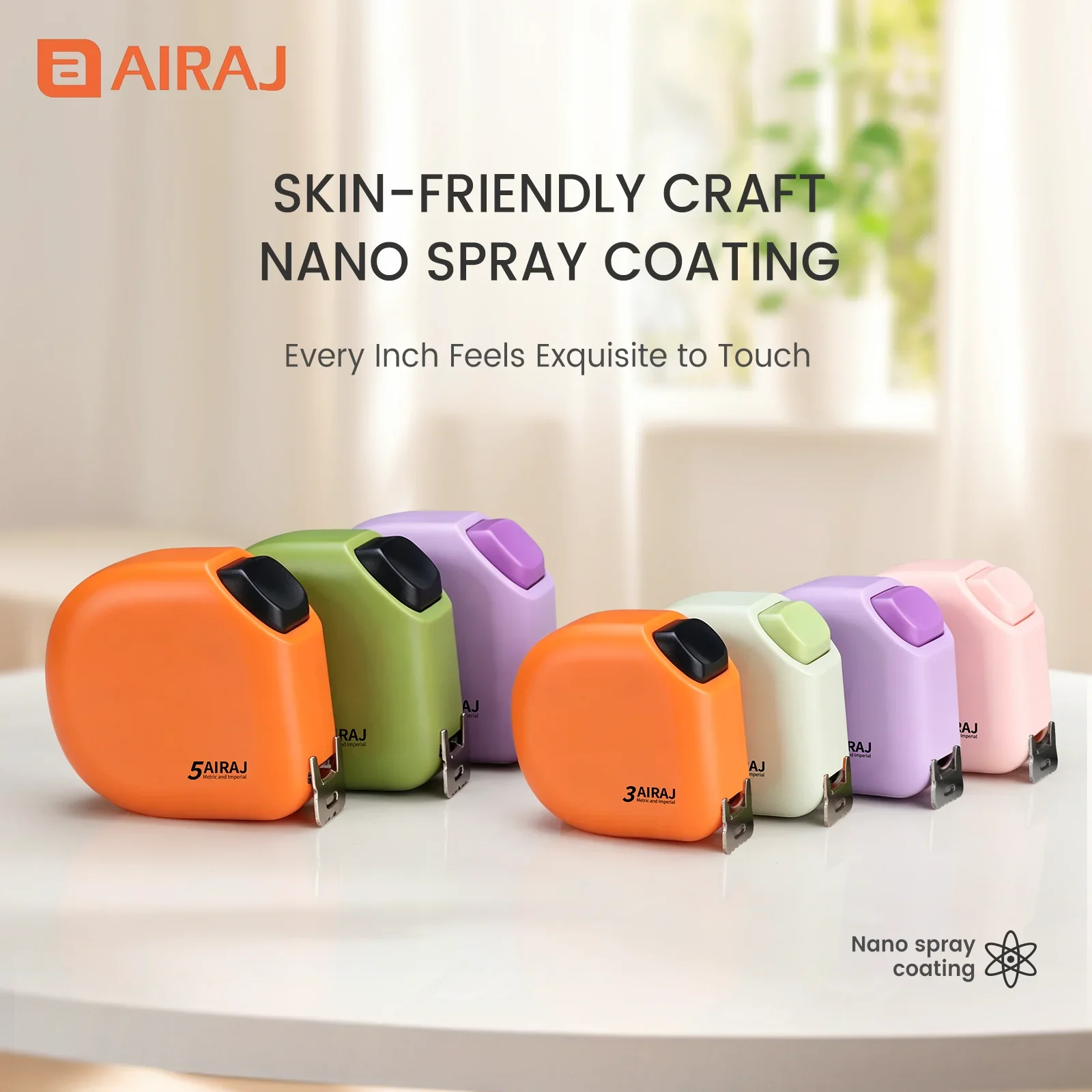 AIRAJ 3m 5m Industrial High Precision Mini Tape Measure, Pocket Portable Self-Locking Measuring Tape for Construction, Engineers