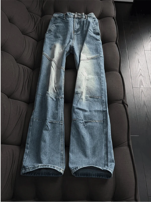 

Мужские джинсы American Sle Blue Waed, прямые, с легким расклешением, в стиле High Street, молодежные, весенние, из денима