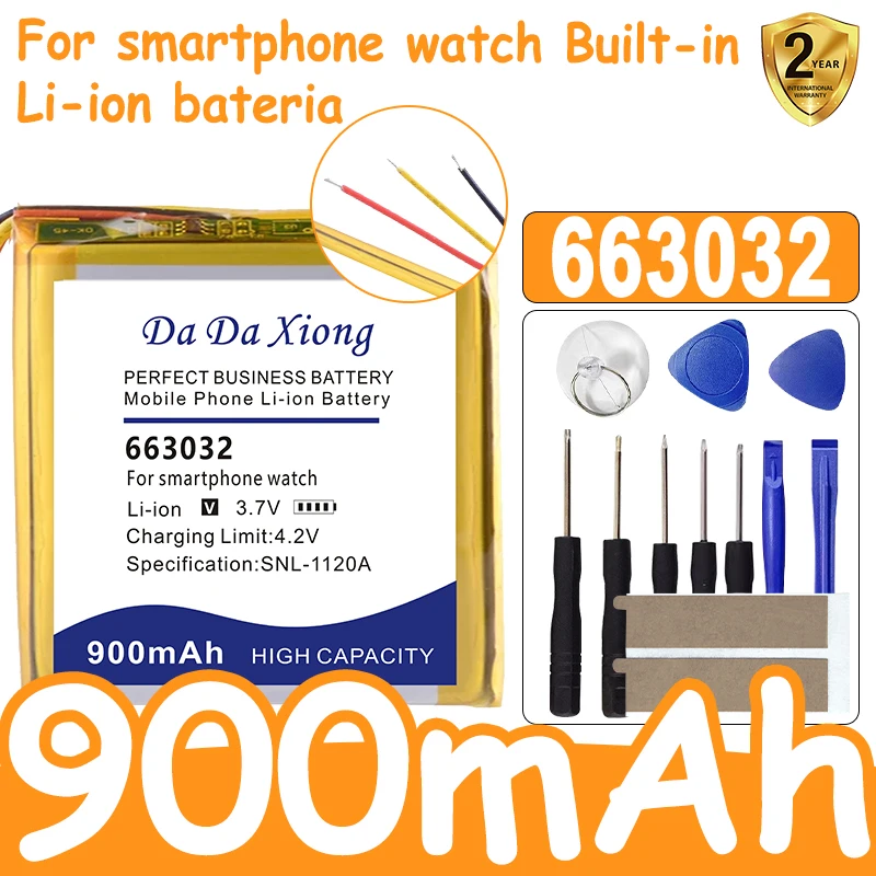 

Совершенно новый аккумулятор DaDaXiong 663032, 900 мАч для часов-смартфона, встроенная литий-ионная батарея