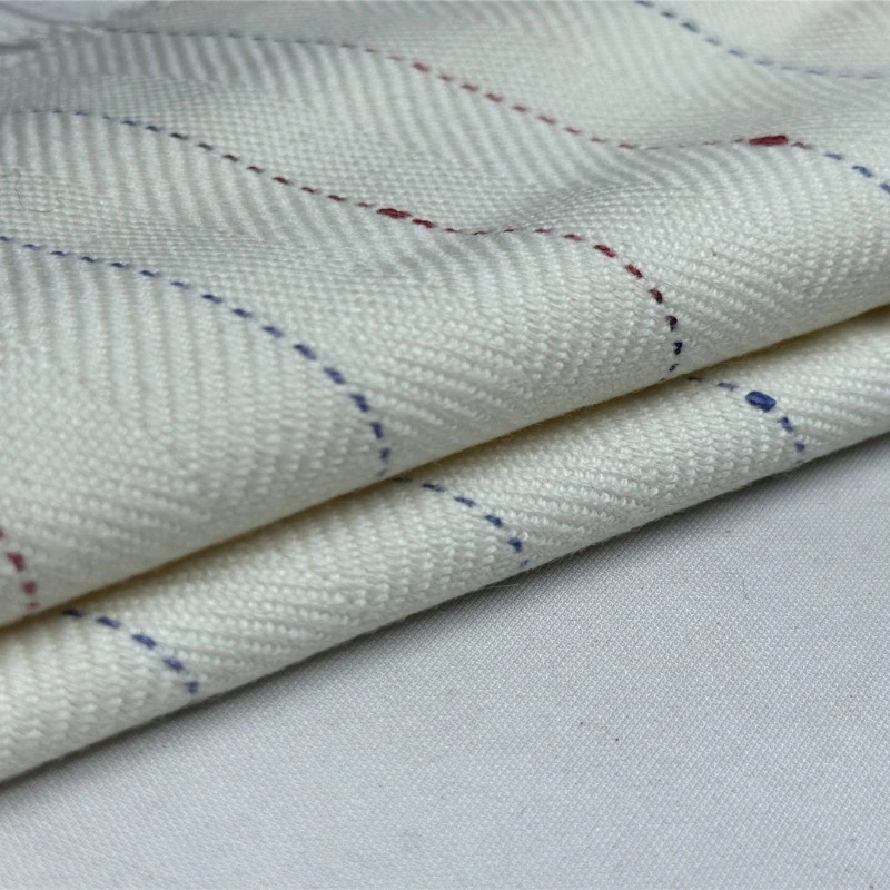 

L100XW145CM White Worsted Herringbone Wool Fabric Premium Wrinkle Resistant Designer Edition Pants DIY Fabric for Sewing