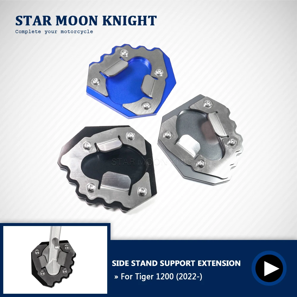 For Tiger 1200 Tiger1200 2022 2023 2024- Motorcycle Side Stand Support Extension Kickstand Side Bracket Extension Foot Pad Base