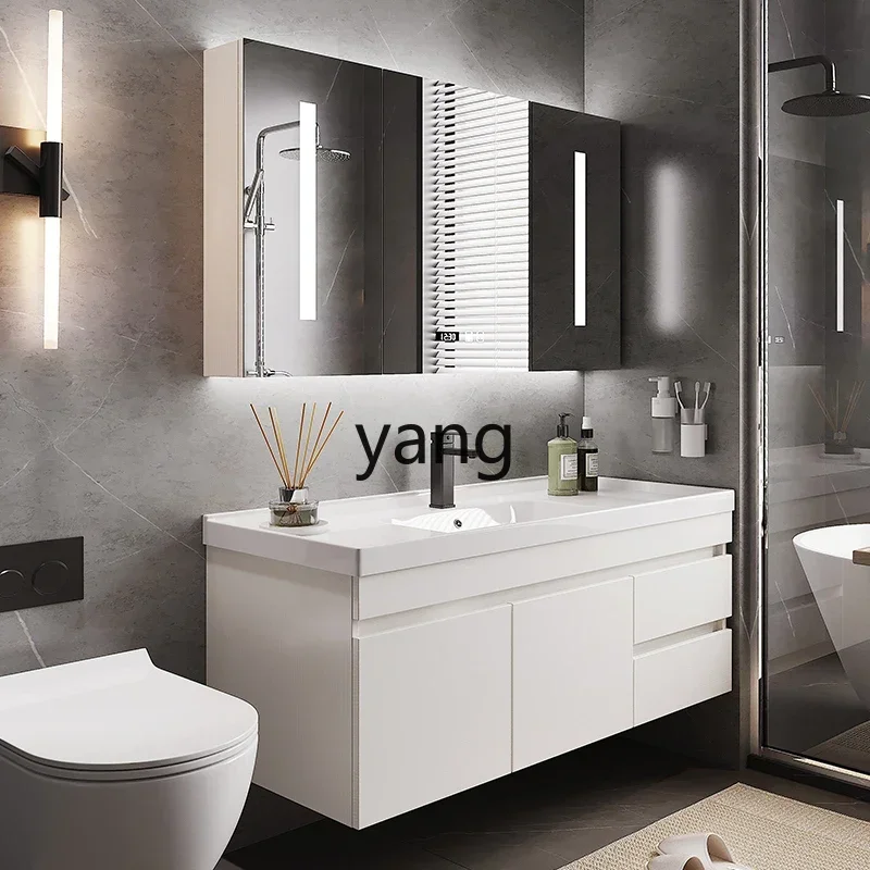 LTT ceramic integrated hand wash basin combination bathroom light luxury bathroom wash table mirror cabinet
