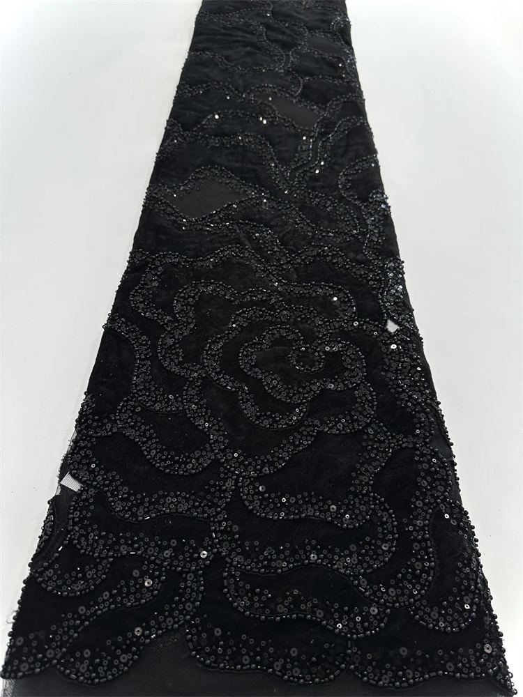 African Lace Fabric 2025 High Quality Nigerian Lace Fabric Velvet Laser Embroidery Swiss Voile Cord Lace For Wedding 5Yards