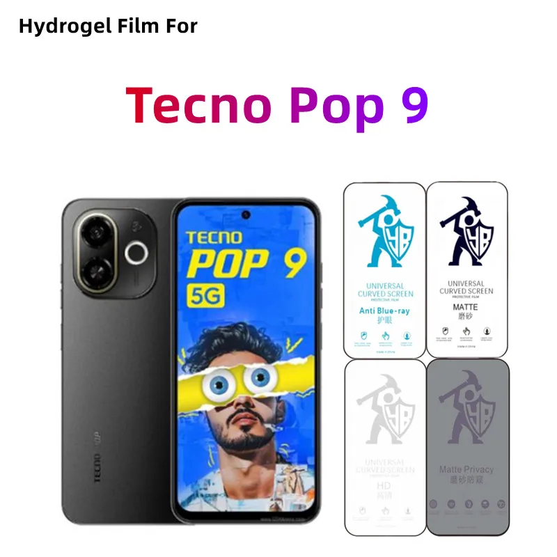 

2 шт. матовая гидрогелевая пленка для Tecno Pop 9 HD Защитная пленка для экрана Tecno Pop 9 для ухода за глазами Антишпионская матовая защитная пленка