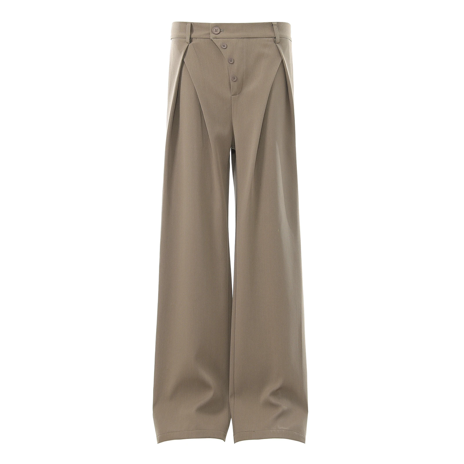 Old Money Aesthetic Fork Pleated Dress Pants Men's Irregular Buckle Retro Classic Fit Stretch Straight Casual Suit Pants Men