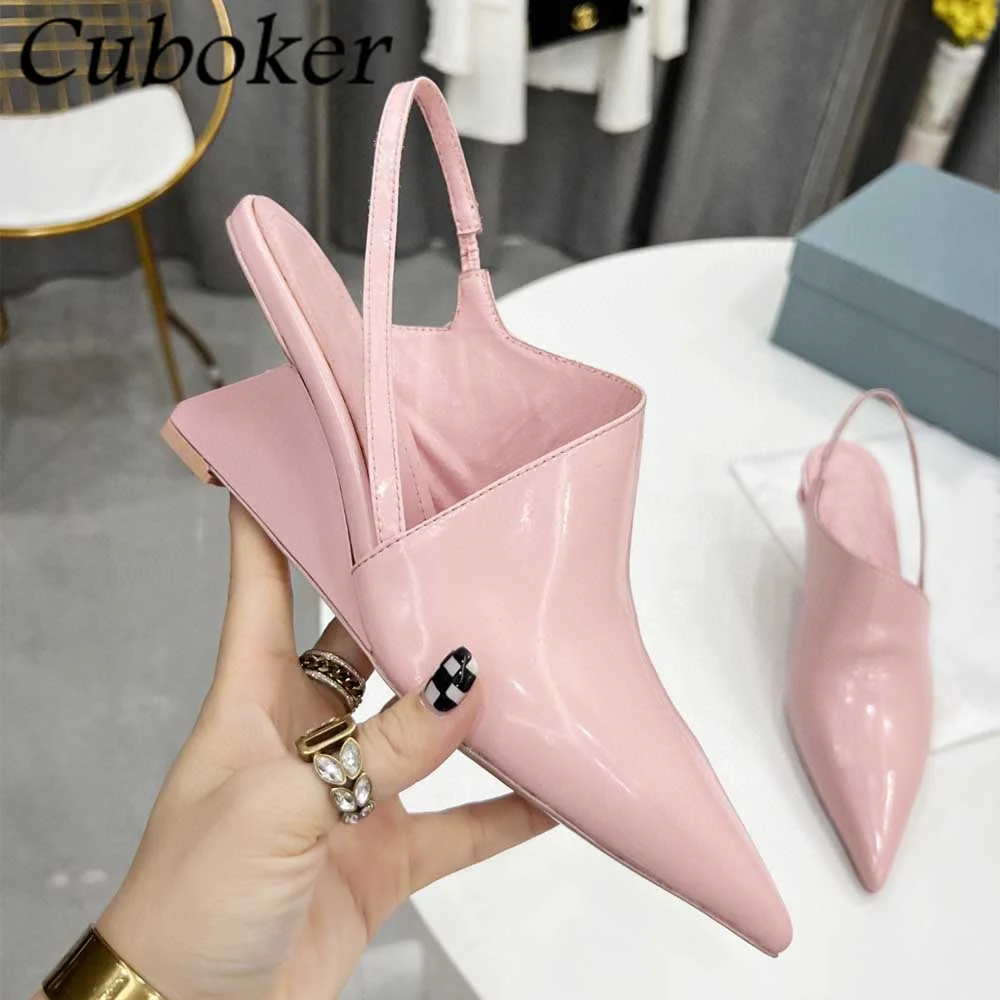 

2022Luxury Brand High Heel Sandals Strange Heels Patent Leather Pumps For Women Pointed Toe Women Shoes Party Shoes Career Shoes