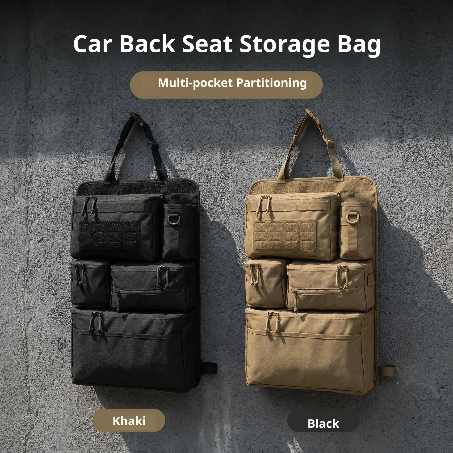 Taktische Aufbewahrungstasche für Auto-Rücksitze, Multifunktionaler Gepäck-Organizer und Aufbewahrungstasche, Hängende Rücksitztasche für Roadtrips – Detail 7