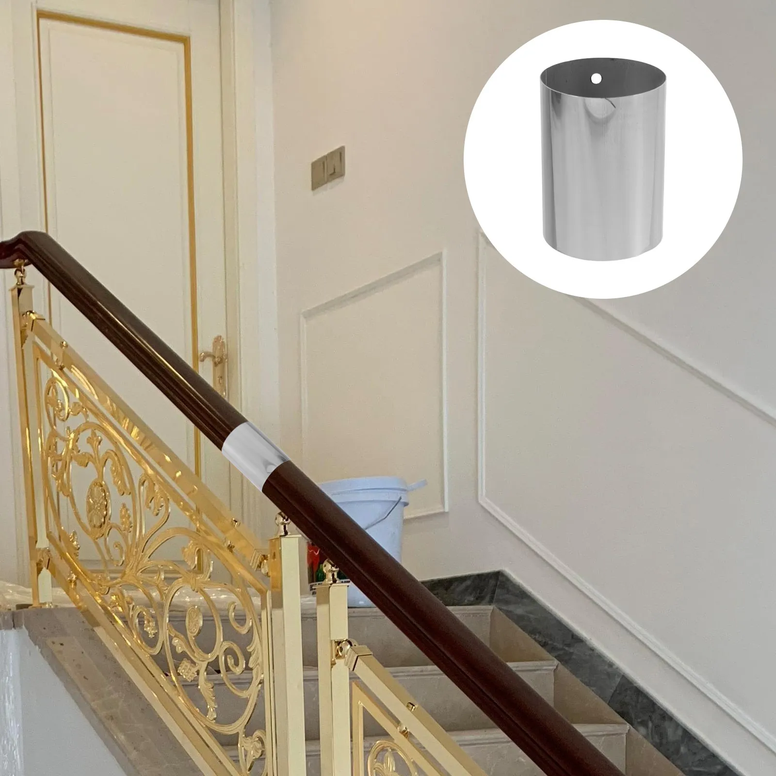 2 Piezas Tapón de Extremo para Pasamanos de Escalera, Tapón de Sellado de Acero Inoxidable para Pasamanos de Madera, Accesorios de Fijación de Pasamanos, Terminador Metálico de Extremo