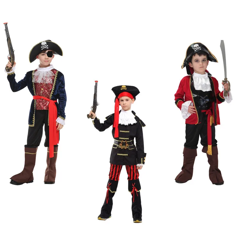 Halloween Kids Pirate Costume, Boys Captain Jack Role-play Suits, Children Cosplay set ,no weapon