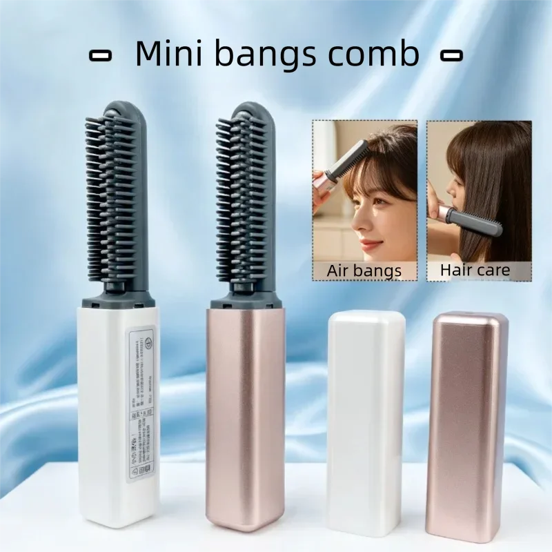 Mini Hair Straight Brush Electric Curling Comb Wireless USB Charging Fast Heating Styling Tool No Hurt Hair Beauty Care Tools