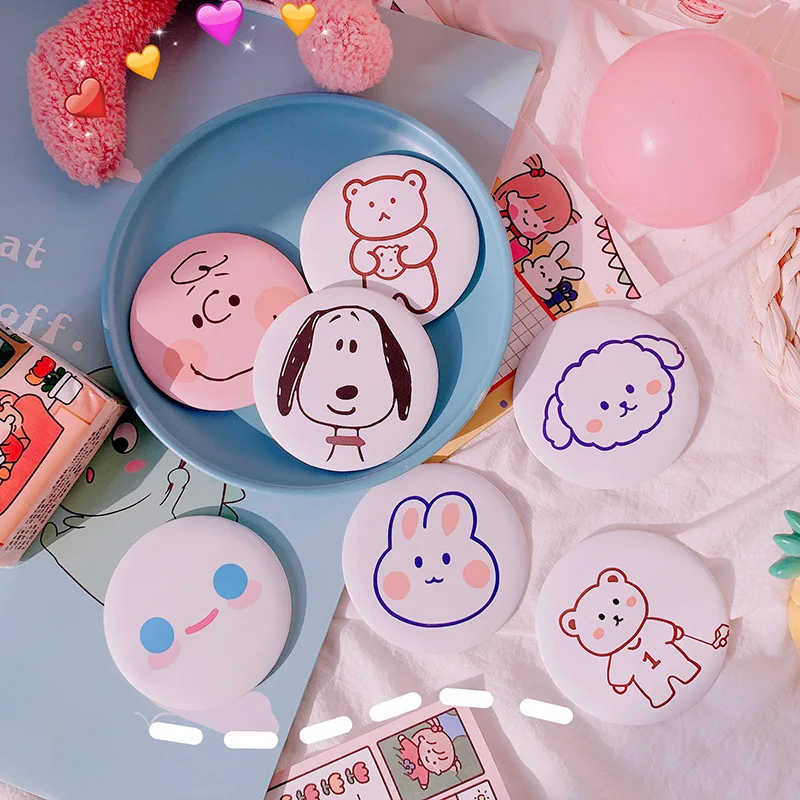 Small Makeup Mirror Cute Cartoon Mini Portable Makeup Mirror Girls Pocket Makeup Mirror Small Round Mirror