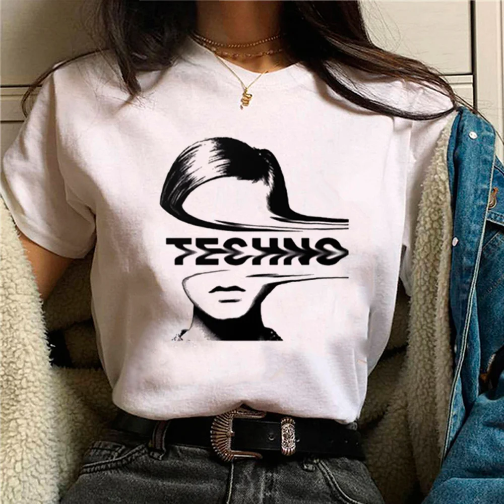 techno tshirt women anime t shirt girl y2k streetwear 2000s clothing