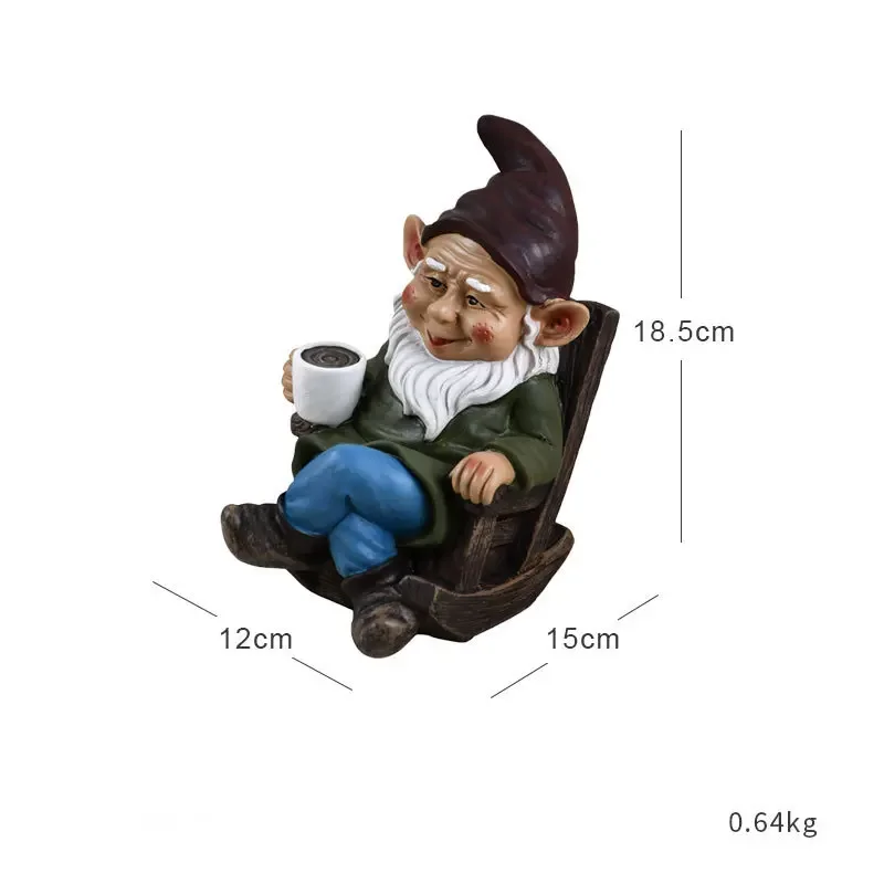 Imagem -06 - Beber Café Gnome Estátua Cadeira de Balanço Jardim Estatueta Ornamento Decoração Home Presente