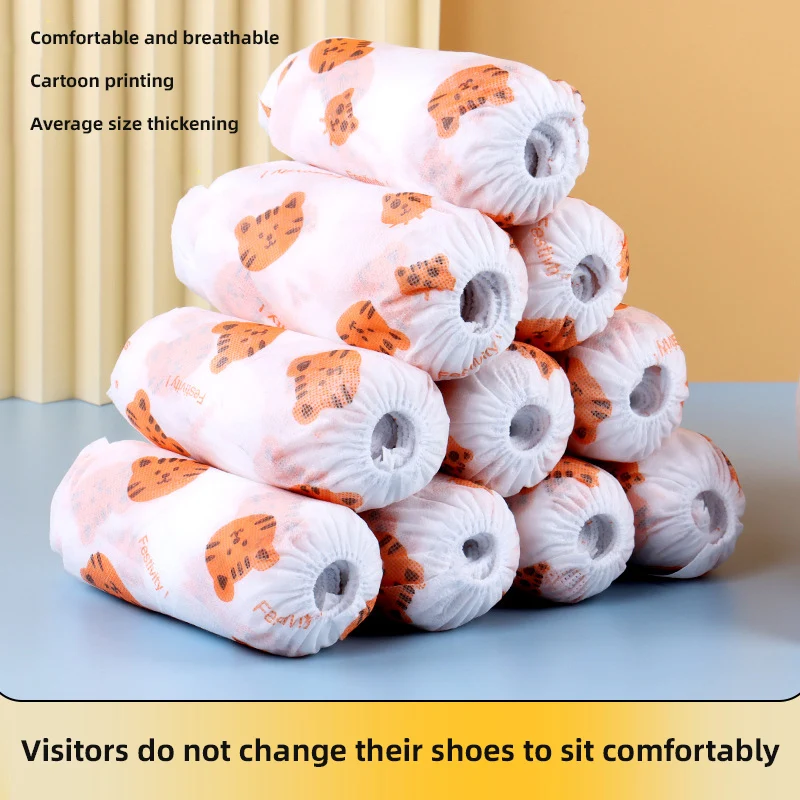 50pcs Disposable Shoe Cover Dustproof Non-slip Dhoe Cover Children Students Adult Non-woven Household Foot Cover