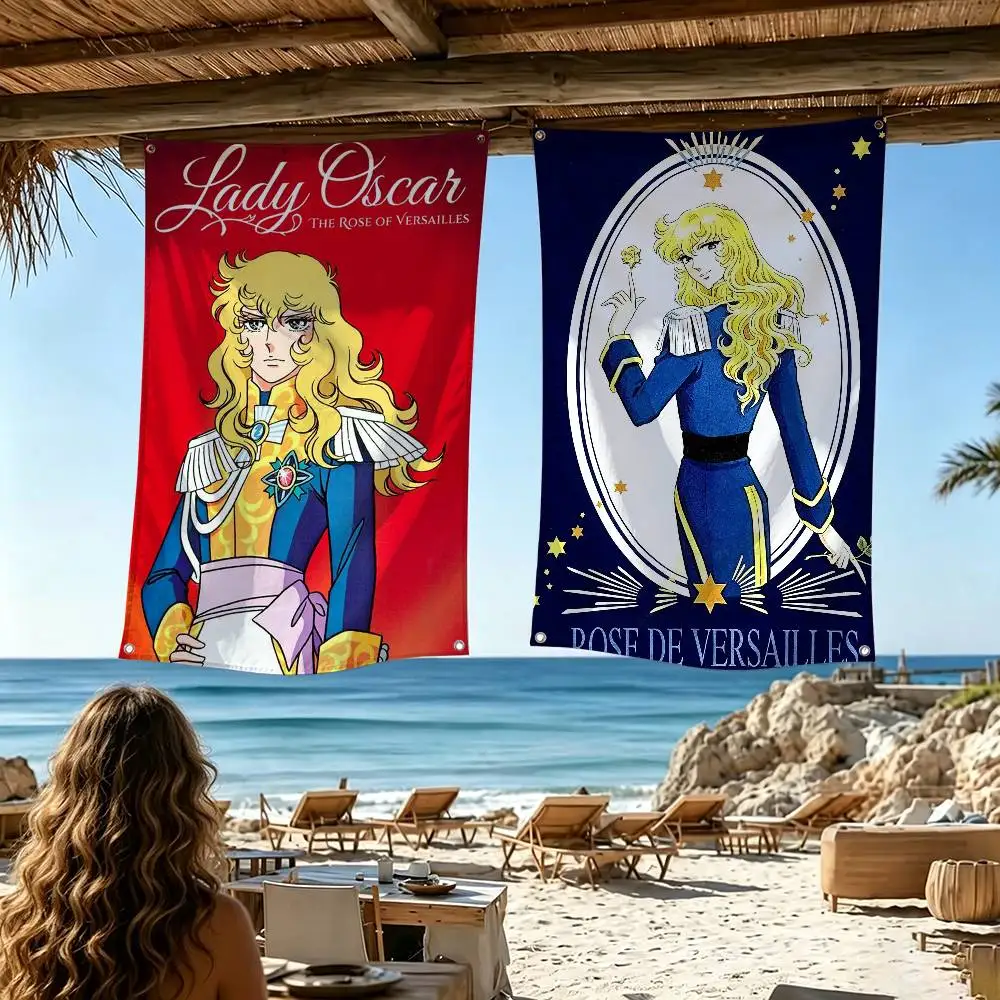 R-Rose of V-Versailles Lady Oscar Laser  Flag Suitable For Party Club Outdoor Interior Wall Decoration Banner Fans Gift