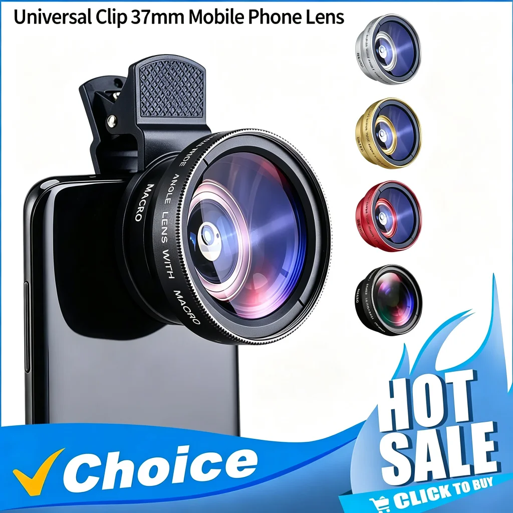 

Universal Clip Super Wide-Angle 0.45 37mm Macro HD Lens 2-in-1 Professional Magnifying Camera Glass for iPhone Xiaomi Samsung