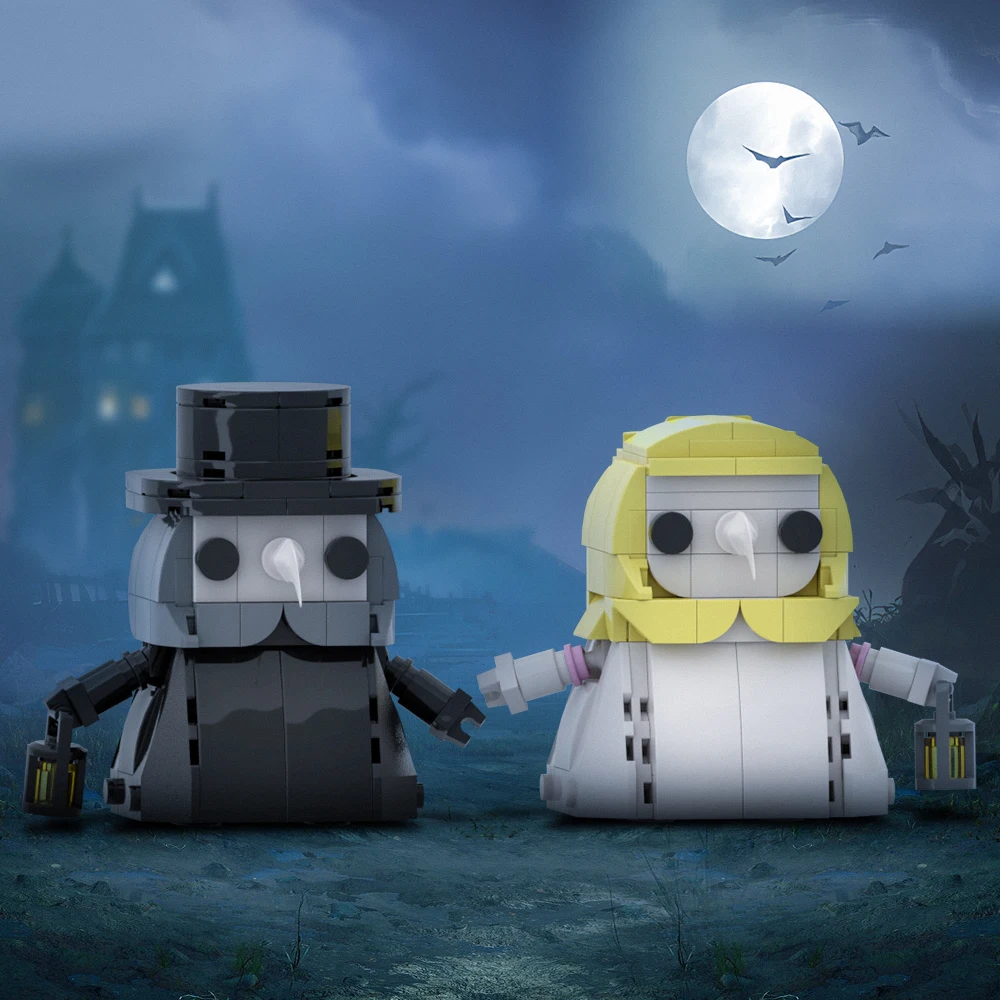 

MOC чумный доктор модель строительные блоки известный игровой персонаж Brickheadzs черное пальто кирпичи игрушки детский подарок