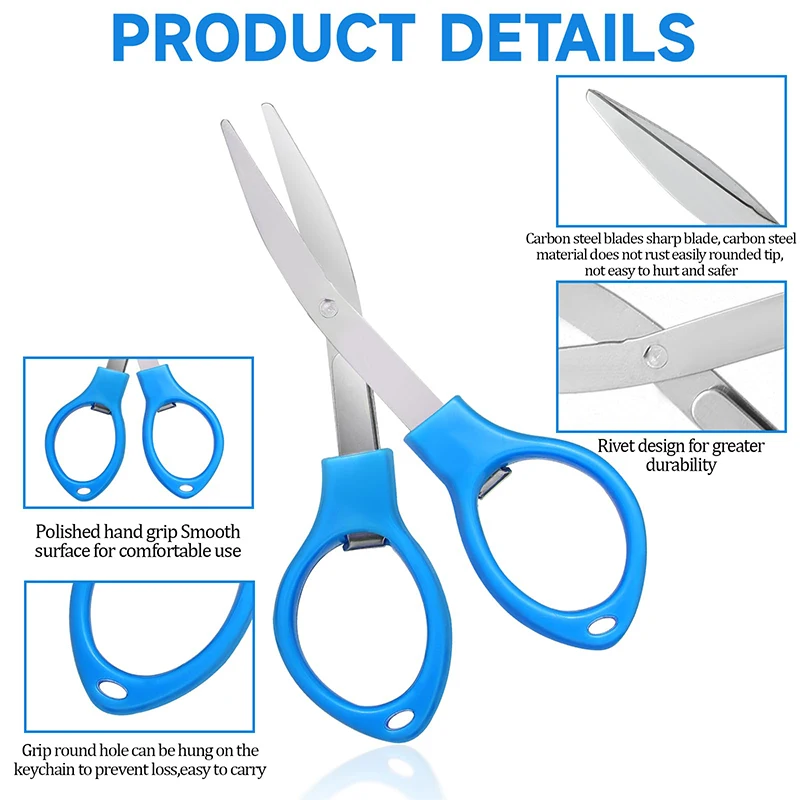 30Pcs Colorful Plastic Folding Safety Pocket Fishing Scissors with Snap Hook Children Mini Folding Scissors