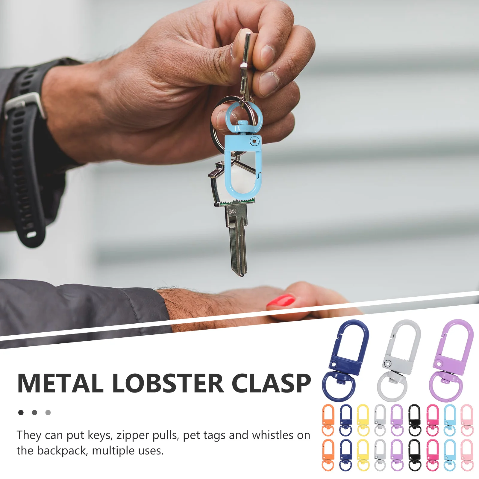 

50Pcs Decorative Snap Buckle Stainless Steel Swivel Clasps for Keychains Pet Tags Whistles Backpack Accessories