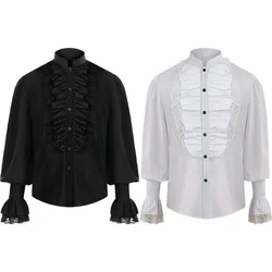 Cos Costumes Steampunk Men's Pirate Jacket Men's Medieval Pirate Shirt with Ruffles for Renaissance