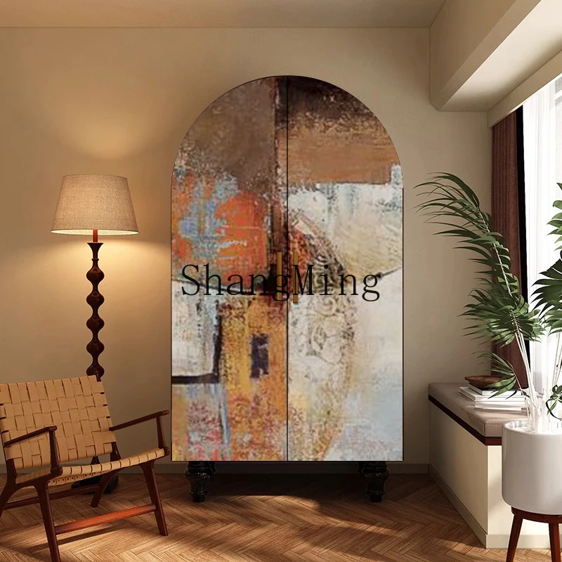 

SMnew Chinese retro wardrobe cloakroom large capacity storage hanging clothes cabinet solid wood painted storage cabinet