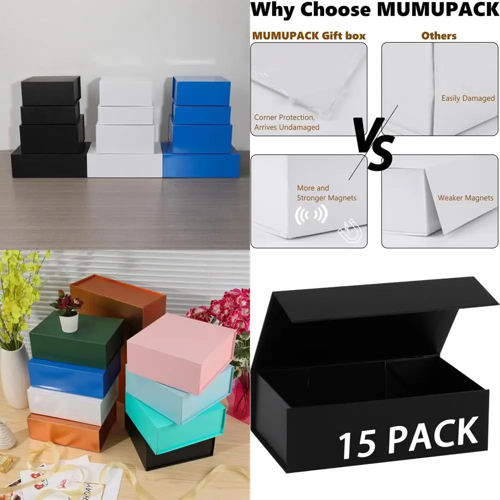 

Elegant 15-Piece Magnetic Closure Gift Boxes, 9.5x6x3, Ideal for Bridesmaid Proposals, Weddings, and Business Presents