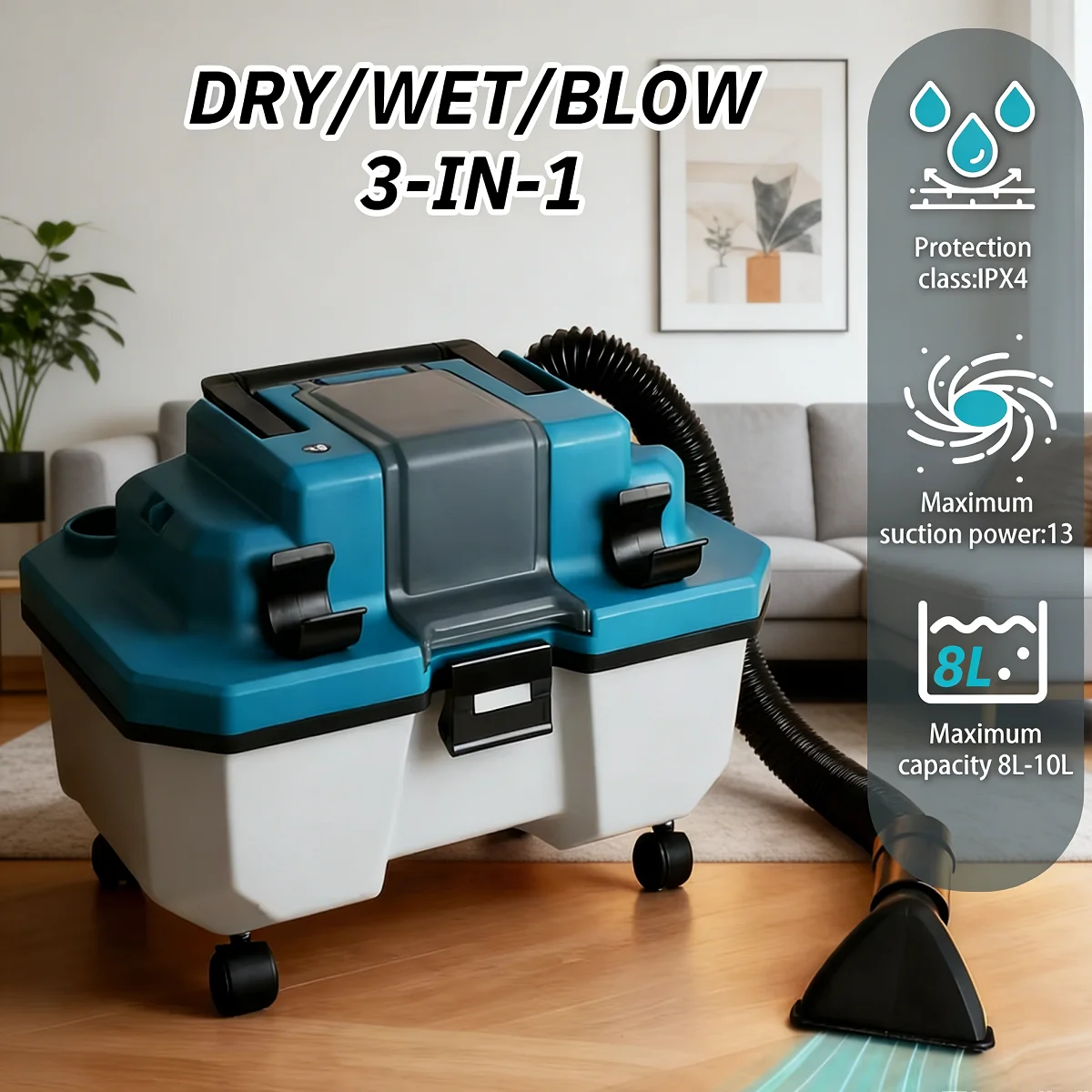 

Brushless Vacuum Cleaner Multi-Function Wet Dry Vacuum Cleaner 1200W Dust Extractor Vacuum with Carrying Strap for Makita