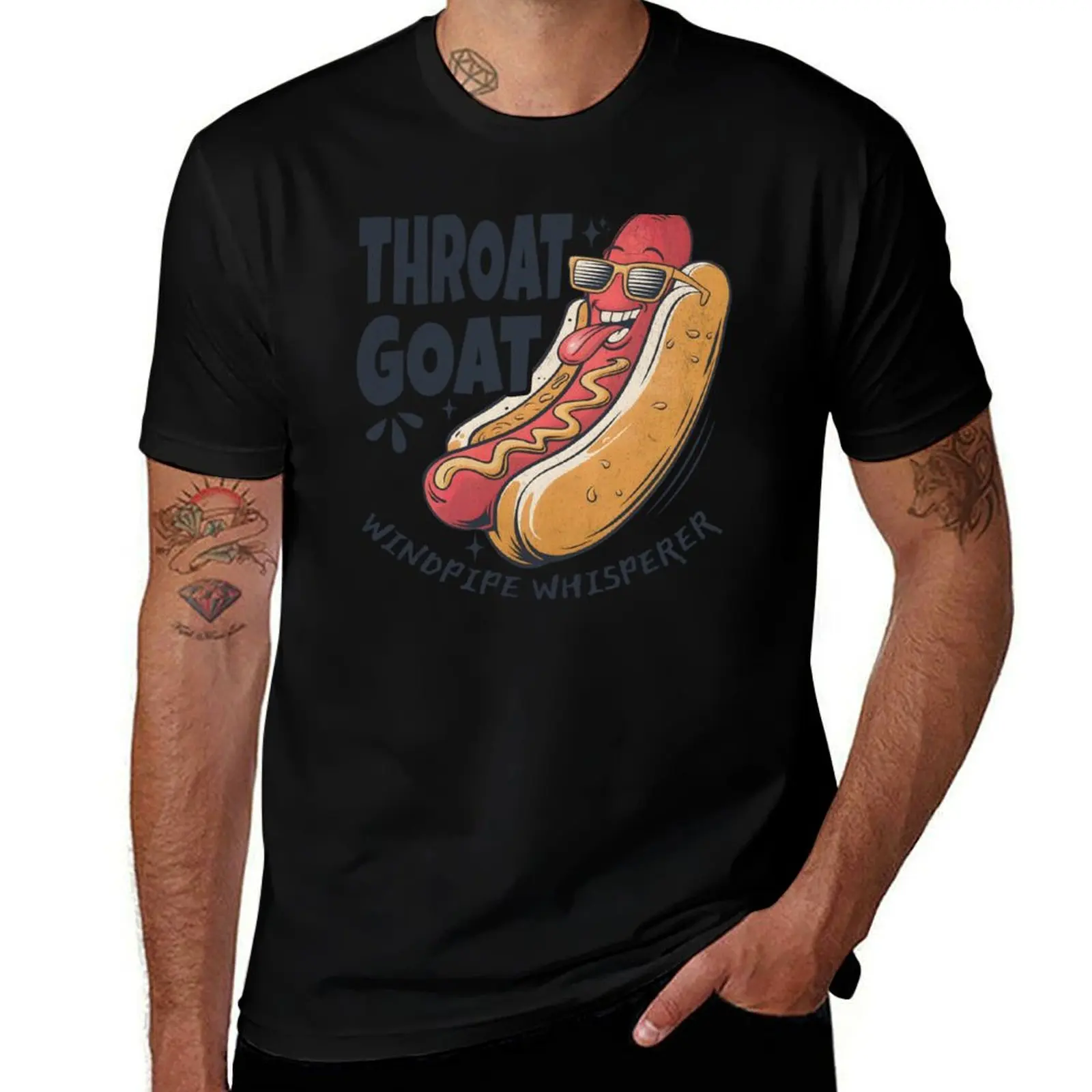 Throat Goat - Hotdog T-Shirt Basic Plain Short Sleeve Crew Neck Tee T-Shirt